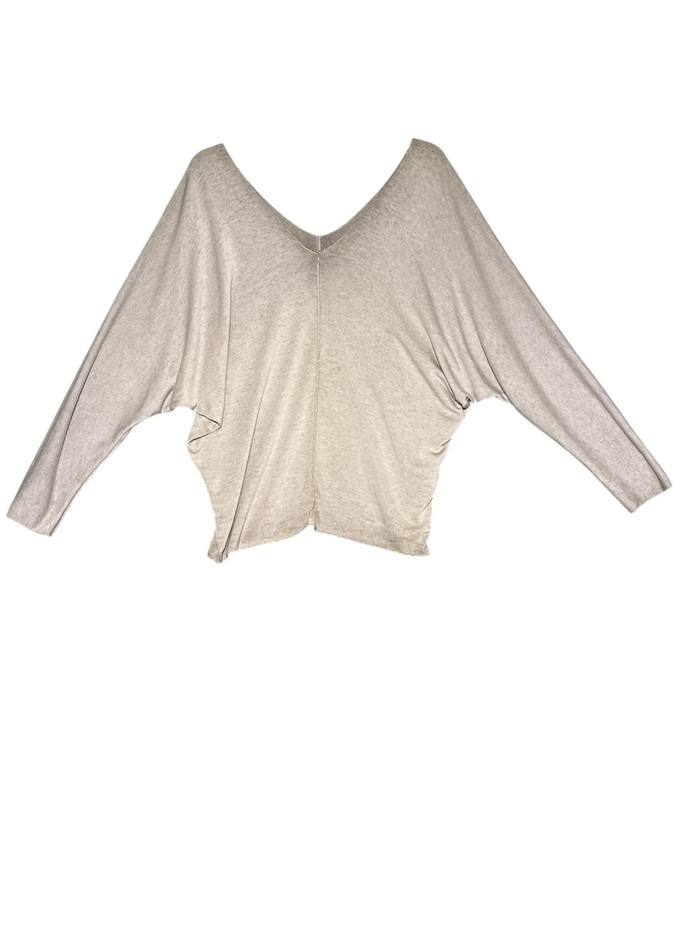 VENTI6 Made in Italy Beige V-Neck Sweater Silver Metallic Foil Piping Trim M - Picture 11 of 11